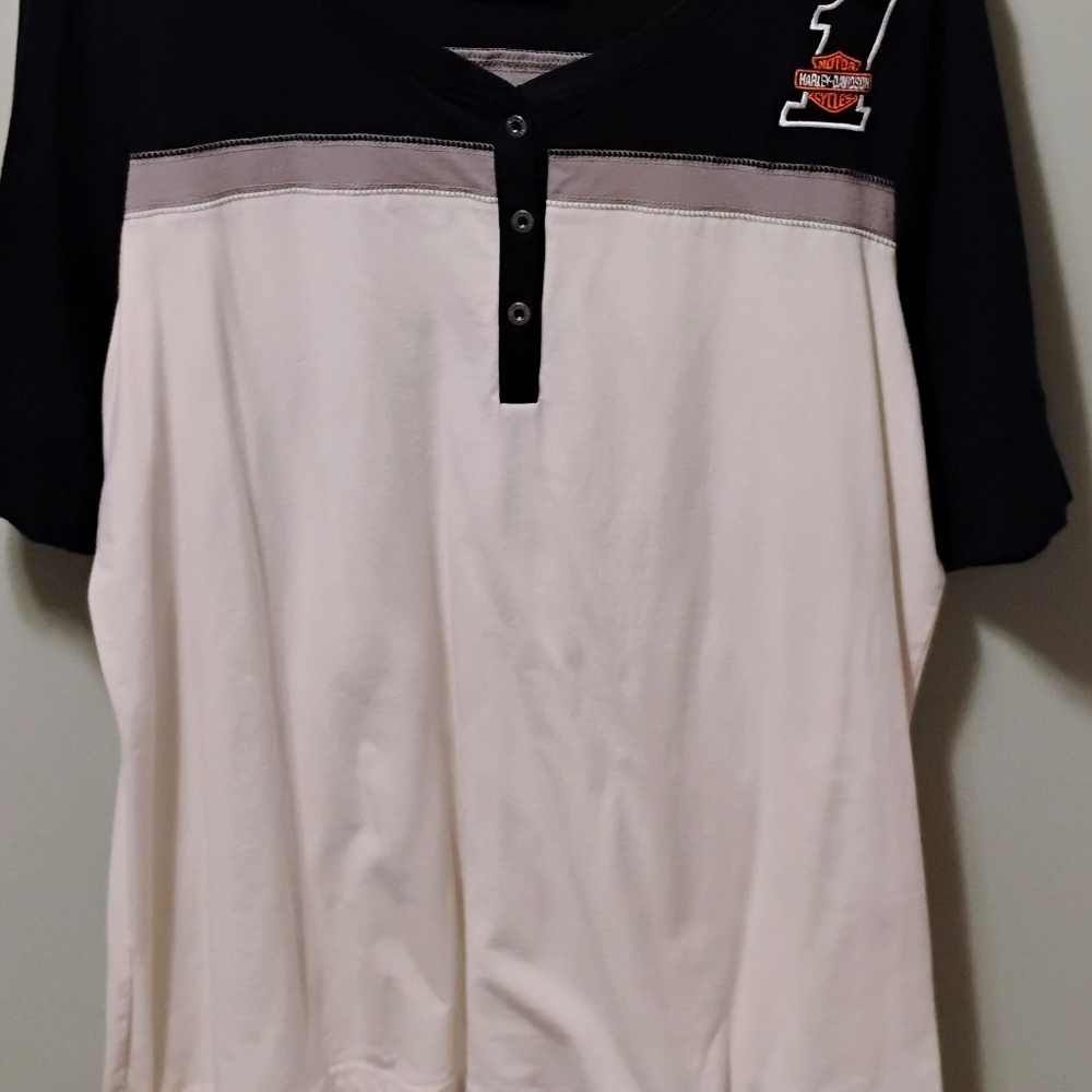 Harley-Davidson Black and White Button Down Shirt